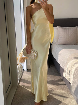 Liber Summer Women's Lace up Solid Color Maxi Dresses