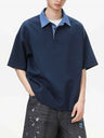 Notch-Collar Color-blocked Loose-fit POLO Shirt
