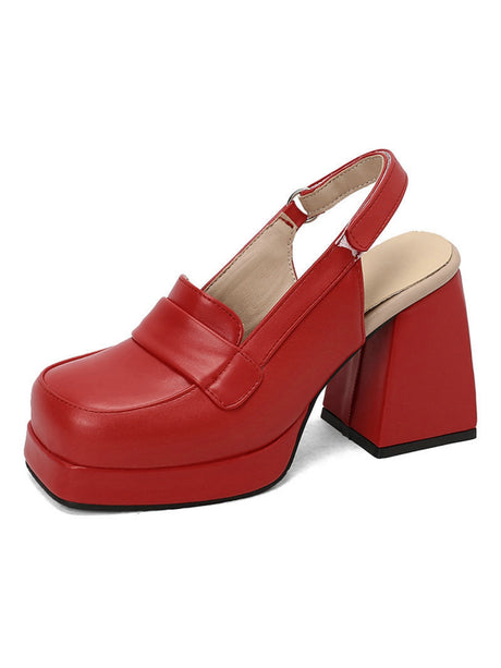 Platform Chunky Heels With Open Back