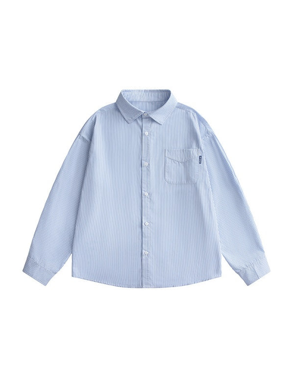 Vertical Stripe Color-blocked Shirts