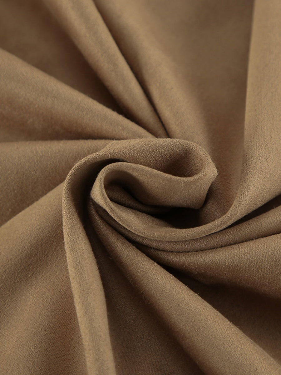 Basic Suede Button Khaki Jacket