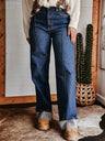 Stretch Mid-rise Straight-leg Distressed Jeans