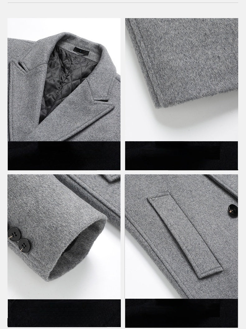 Double-breasted Long Over The Knee Slim Wool Coat