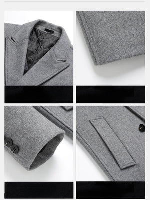 Double-breasted Long Over The Knee Slim Wool Coat