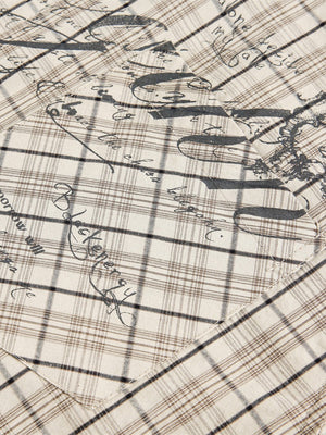 Niche Graffiti Letters Loose Plaid Long-sleeved Shirt