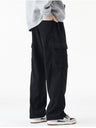 Corduroy Plush Loose Wide-leg Straight Cargo Trousers