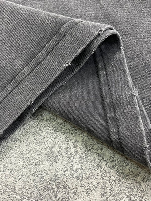 Dark Red Yabi Printed Edging Washing And Aging Long-sleeved T-shirt