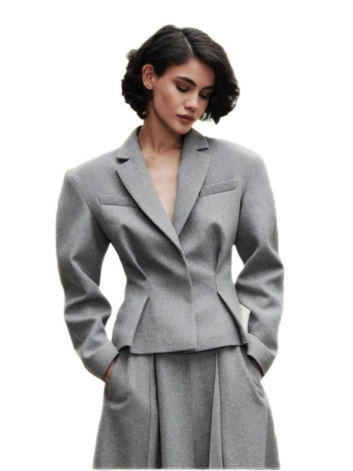 Waist-cinching Suit A-line Long Skirt Temperament 2-piece Sets