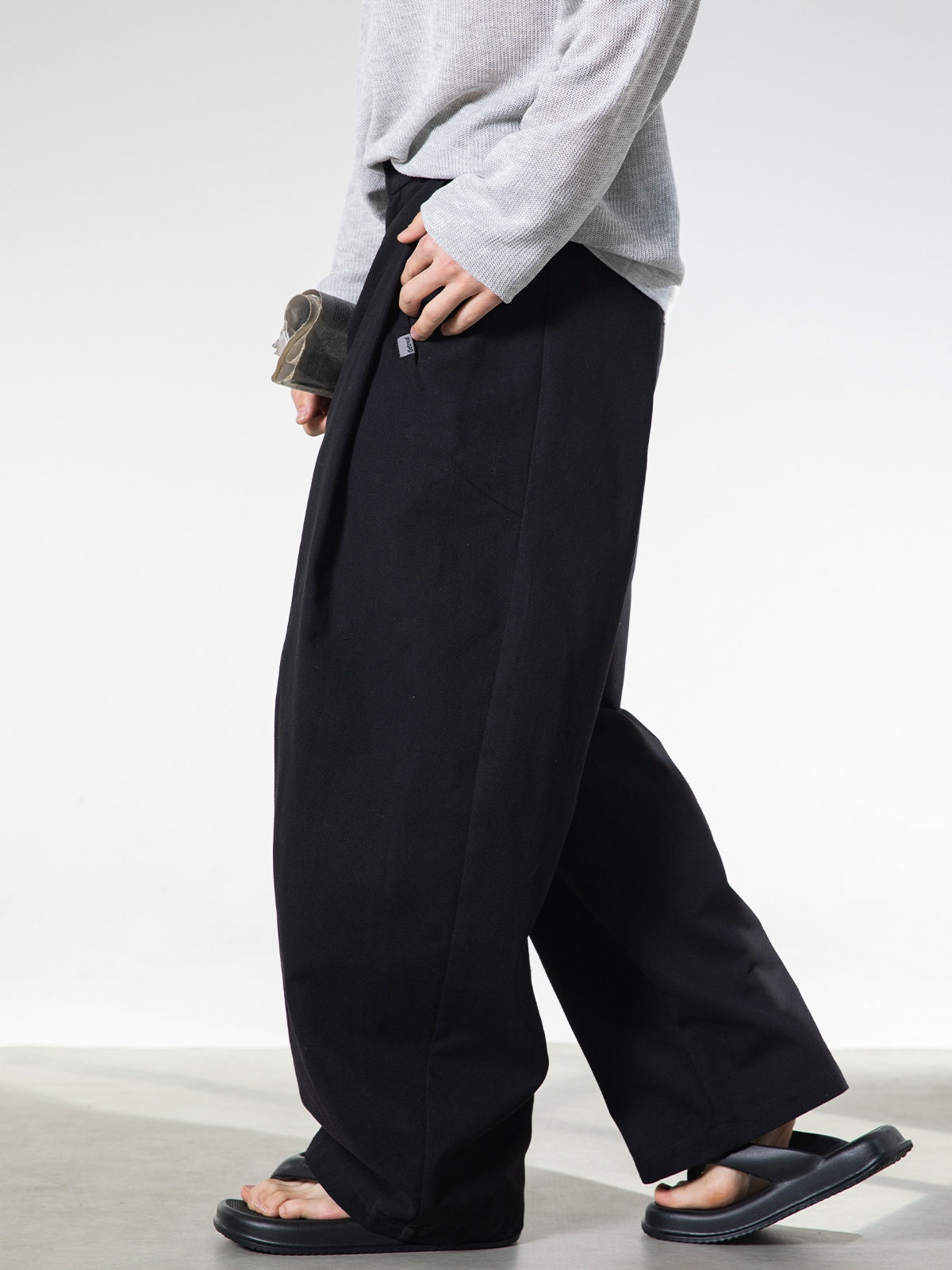 3D Pleats Pure Cotton Loose-fit Straight-fit Pants