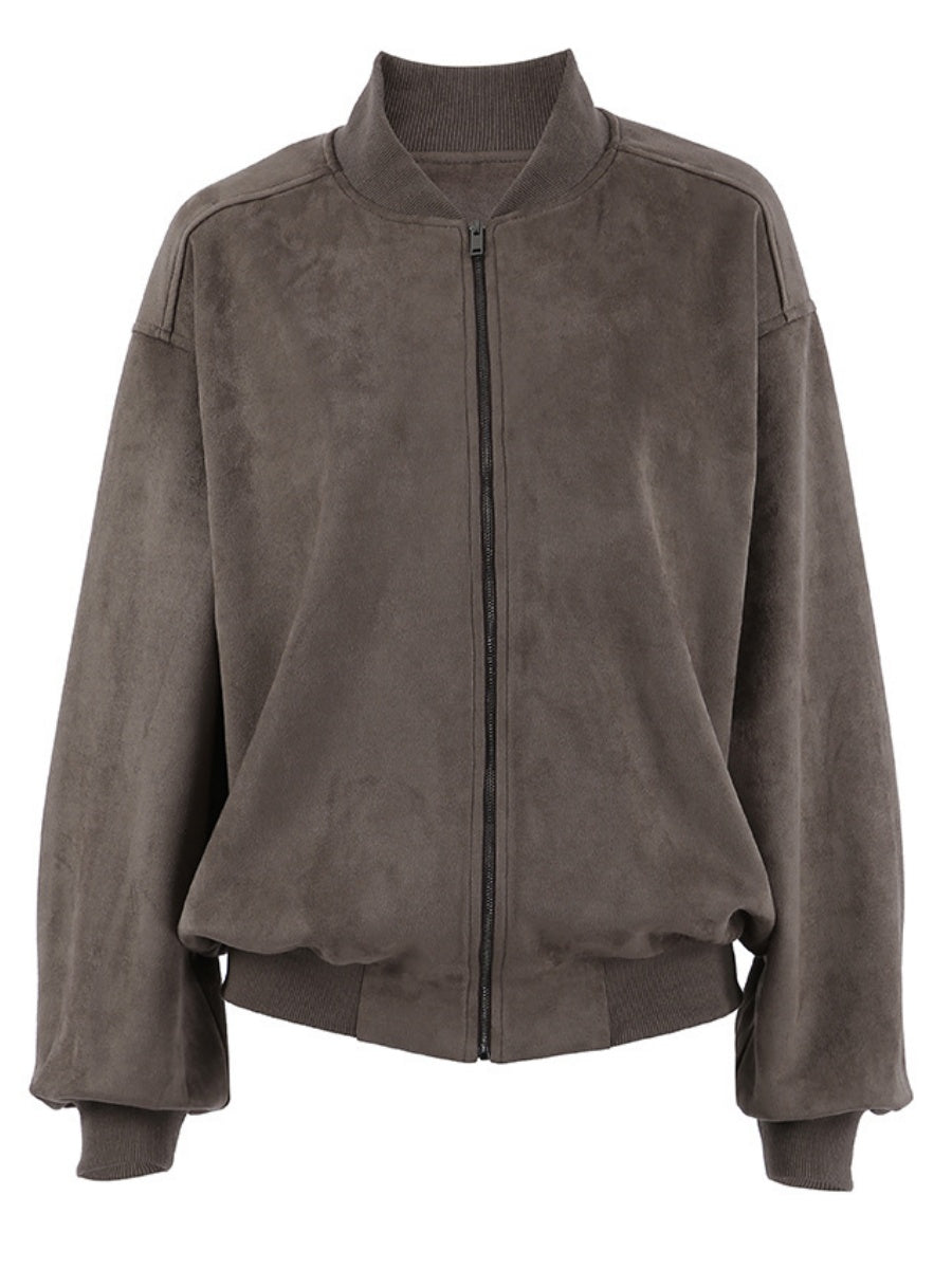 Regular Zipper Suede Jacket