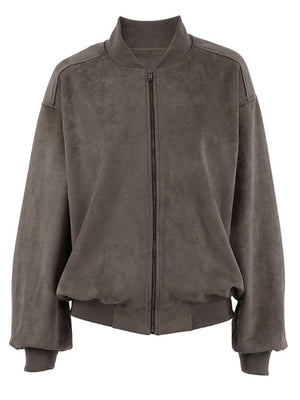Regular Zipper Suede Jacket