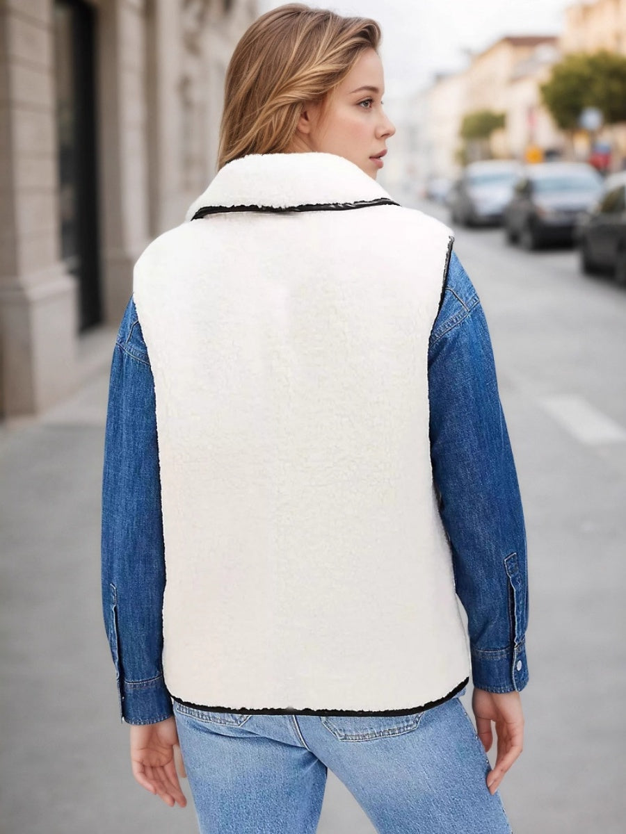 Liber Autumn women's button lambswool pocket cardigan vest