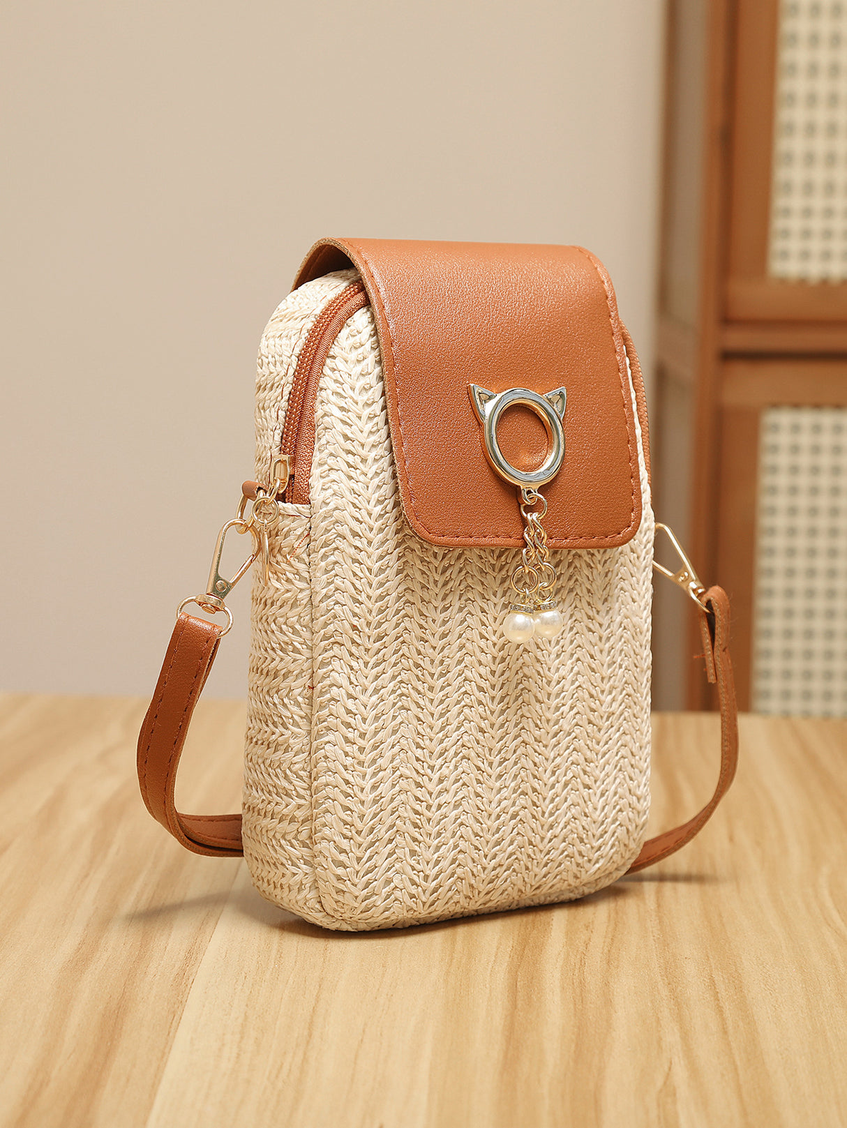 Vacation Straw Patchwork Crossbody Bag
