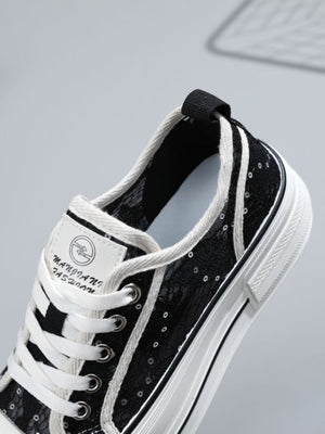 Sequined Mesh Thick-soled Women's Casual Sneakers