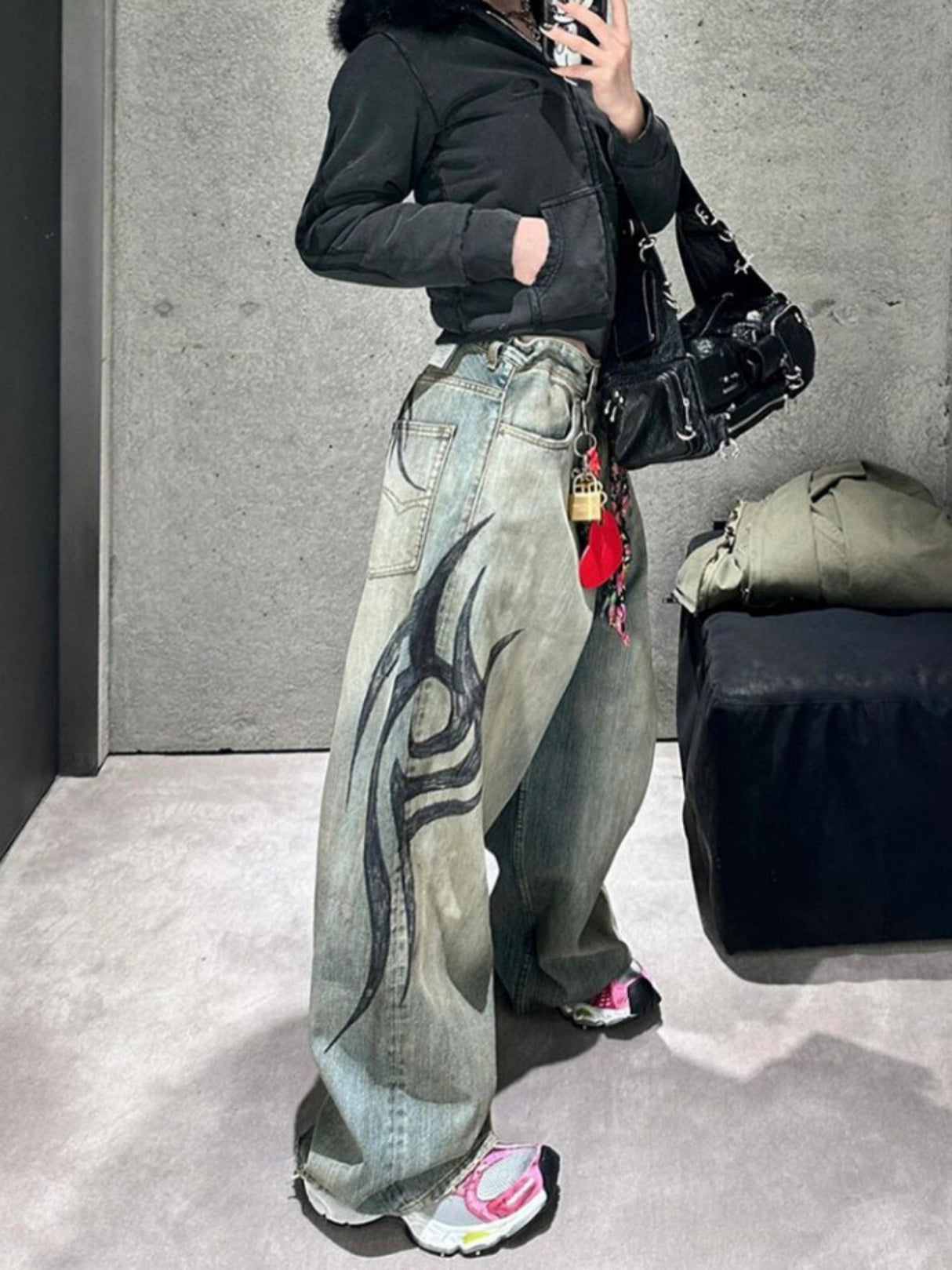 Y2K Washed Printing Retro Hot Girl Jeans