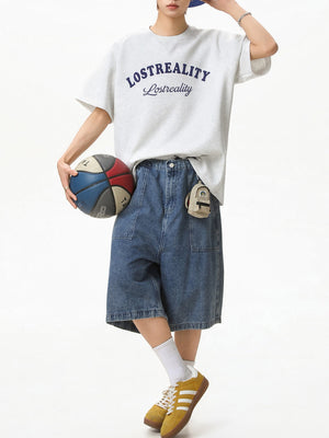 【EXPÉDITION NORMALE】T-shirts amples à imprimé lettres color-block