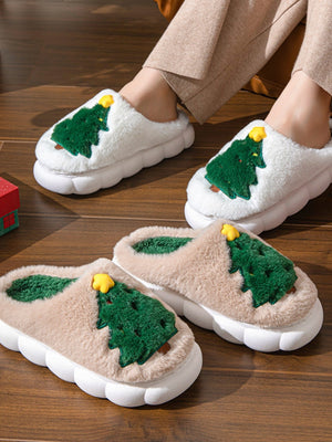 Christmas Tree Colorblock Platform Slippers