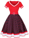 Christmas Polka Dots Splicing Large Skirt Midi Dresses