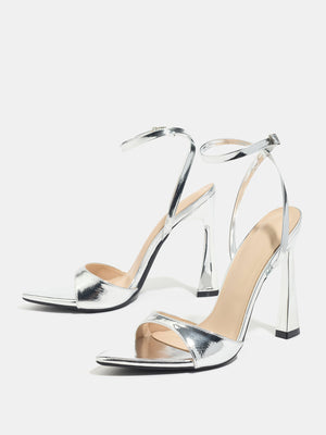 Silver Party High-Heeled Sandals