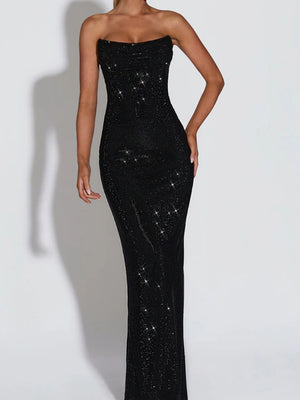 Tube Top Hip-hugging Sequins Evening Dress Maxi Dresses