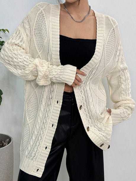 Liber Women's outerwear knitted cardigan diamond cable-knit button autumn cardigan