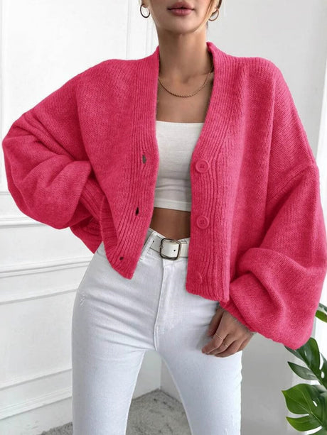 Liber Buttons Balloon Sleeve Cardigans