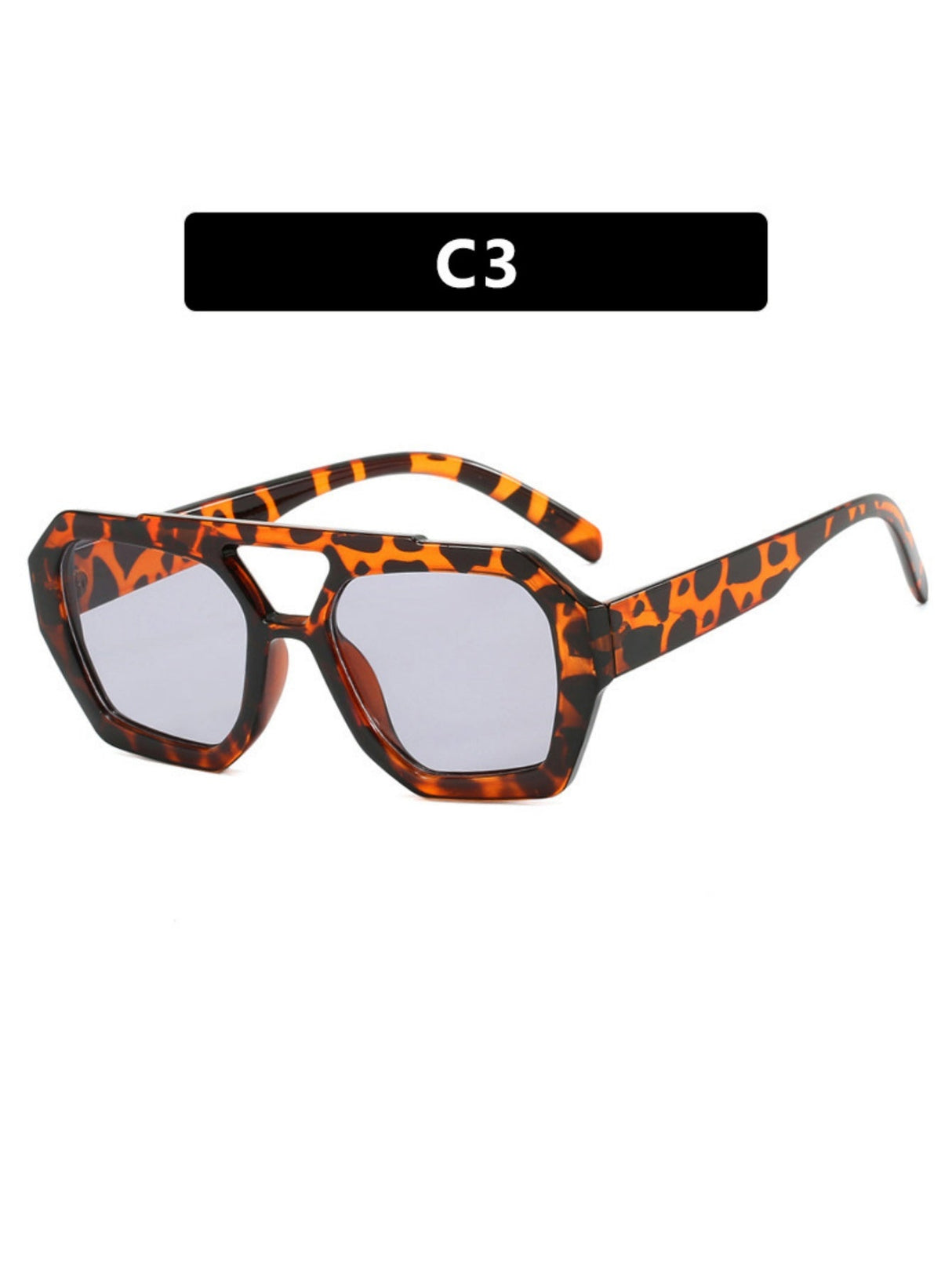Double-bridge Irregular Leopard Print Sunglasses