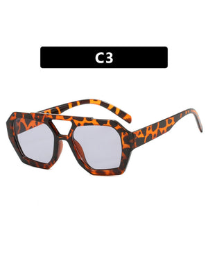 Double-bridge Irregular Leopard Print Sunglasses
