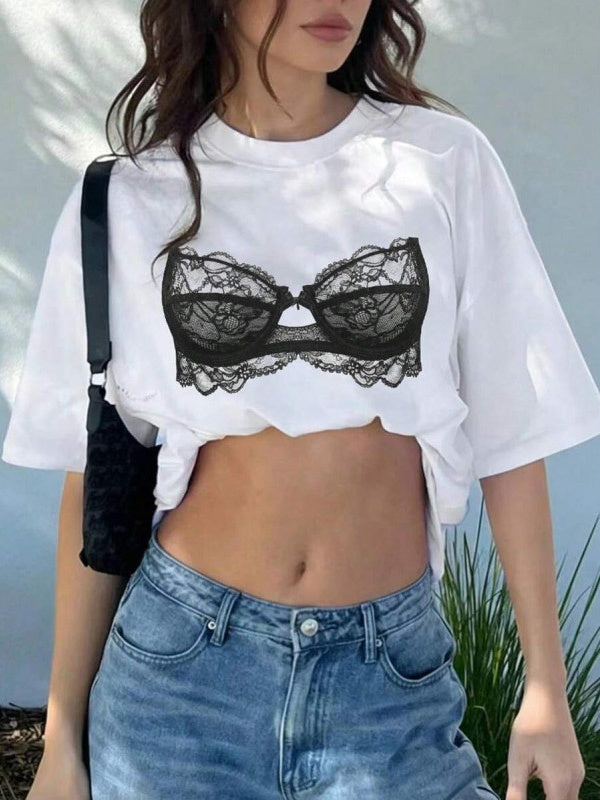 Casual And Versatile 3D Letter Pattern T-shirt