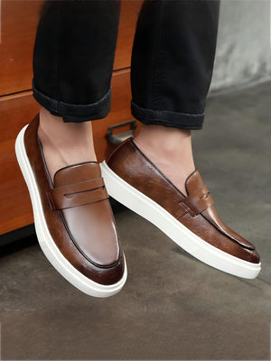 Ostrich Embossed Loafers