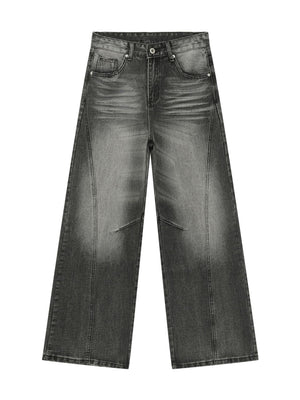 Retro Washed Patchwork Distressed Jeans