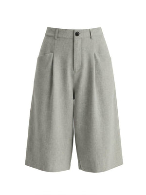 Imitation Linen Loose-fit 7 Points Dress Pants Shorts