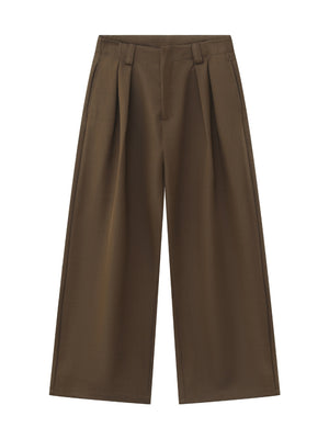 Stereo Double Pleat A-shape Loose-fit Dress Pants Pants