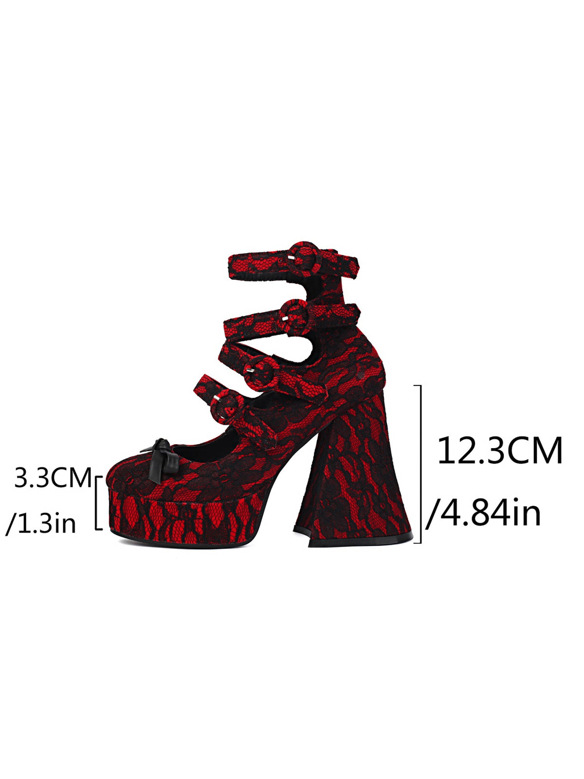 Lace Platform Buckle Mary Jane Shoes