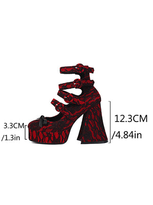 Lace Platform Buckle Mary Jane Shoes