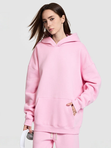 Solid Color All-match Plush Loose Hooded Hoodie Set
