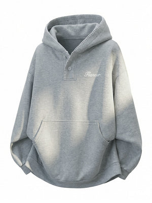 Color-blocked Half-open Collar Hoodie