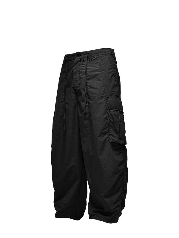 Fine Check Loose-fit Tooling Wide-leg Cargo Trousers