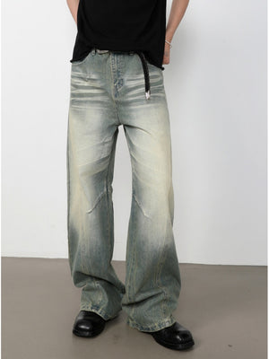 Retro Washed Patchwork Distressed Jeans