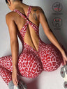 Leopard Print Cross Link Seamless Yoga Clothes Fitness Jumpsuits