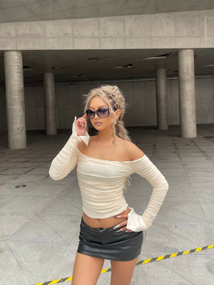 Women's Gauze Off Shoulder Long sleeve T-shirts
