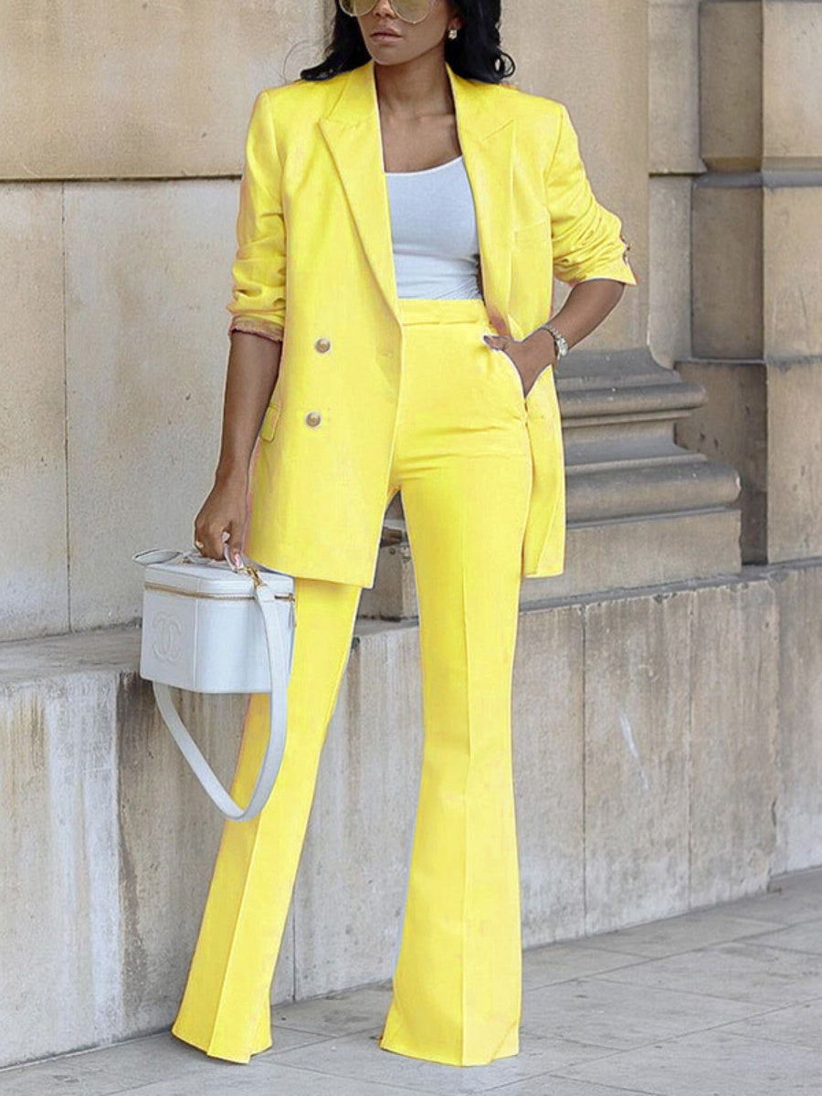 Casual Suit Wide-leg Trousers Suit 2-piece Sets