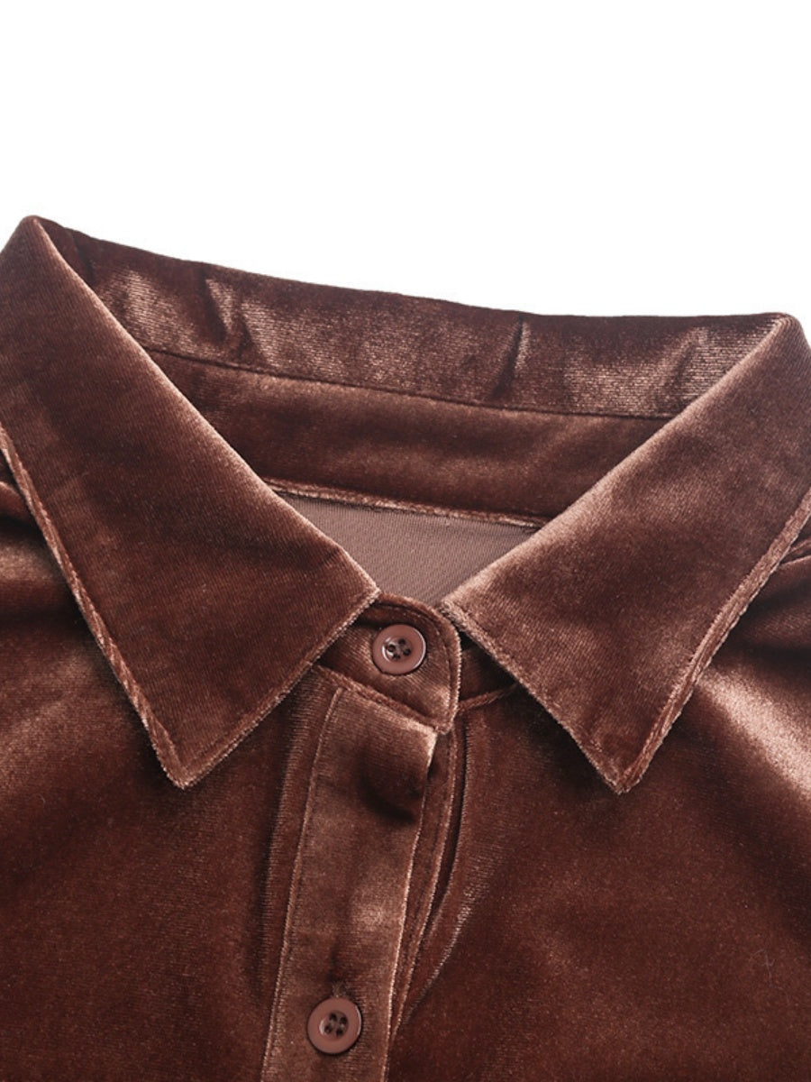Long-sleeved Velvet Cardigan Blouse&Shirts