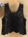 Loose Crochet Vest Sheer Top