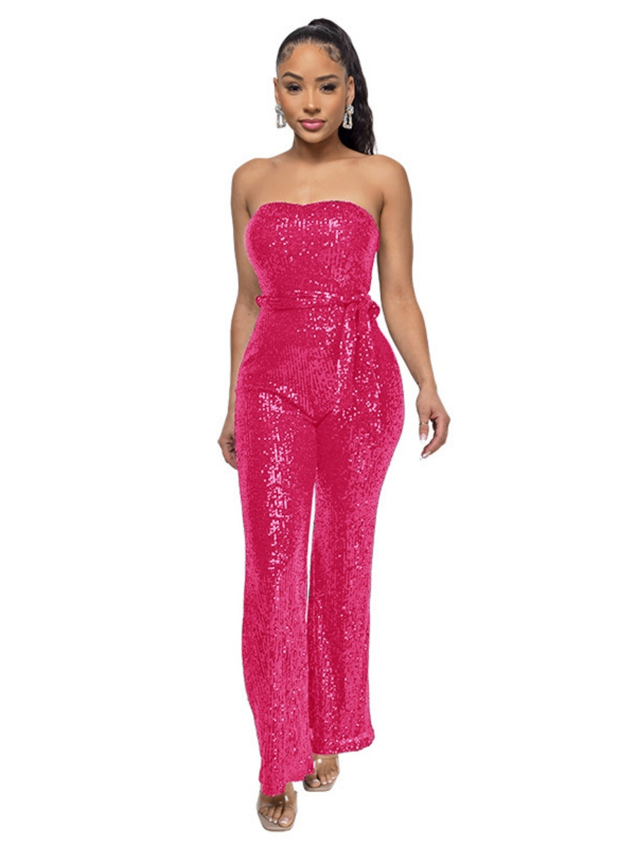 Combinaisons bustier dos nu sans manches à lacets et sequins