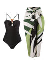One-piece Swimsuit With Multi-colored Hollowed-out Gemstone Halter Straps, French Style.