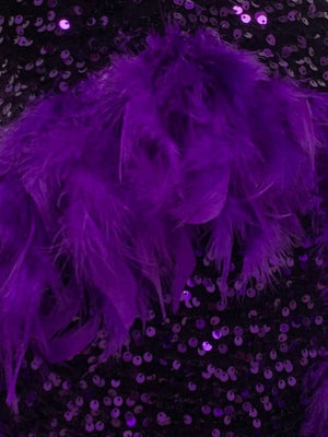 Deep V-neck Sheer Mesh Strapless Backless Sequined Feather Mini Dress