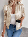Baseball Uniform Gold Bright Surface Satin Parties Jacket For Everyday Wear
