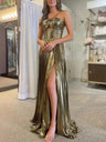 Liber Summer Women's Backless Solid Color Slit long dress