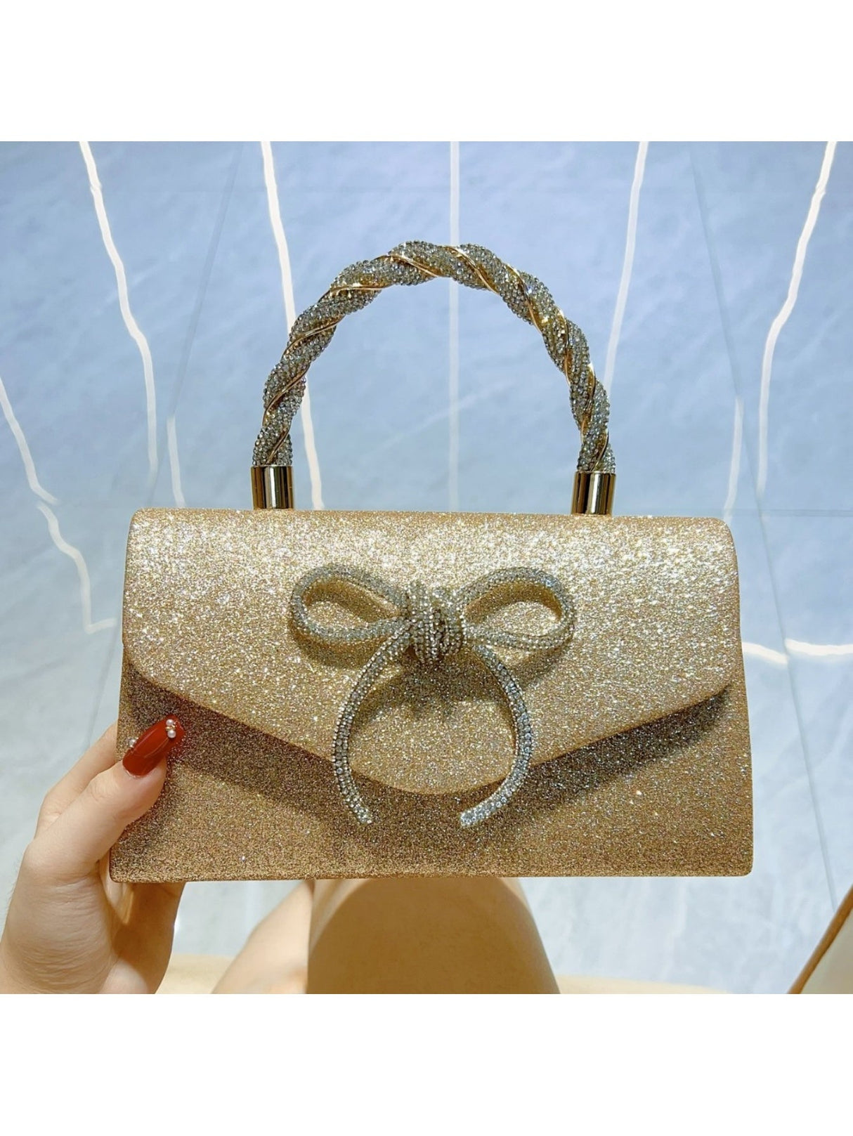 Liber Four Seasons ACC Sequin Bow Small Square Bag